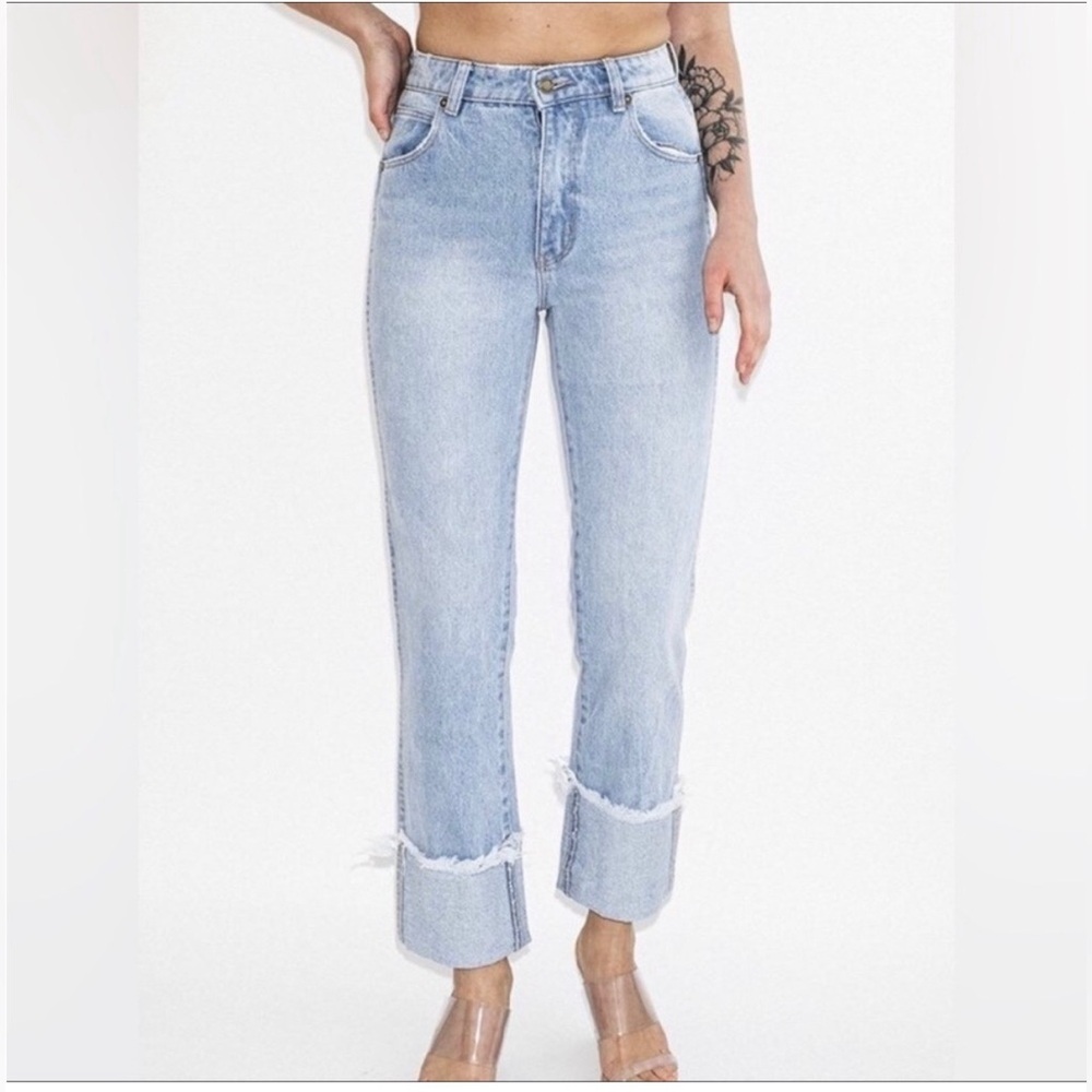 Rolla’s Cropped Straight Frayed Hem Cuff Denim Jeans Light Wash Women’s size 26 - Picture 2 of 11
